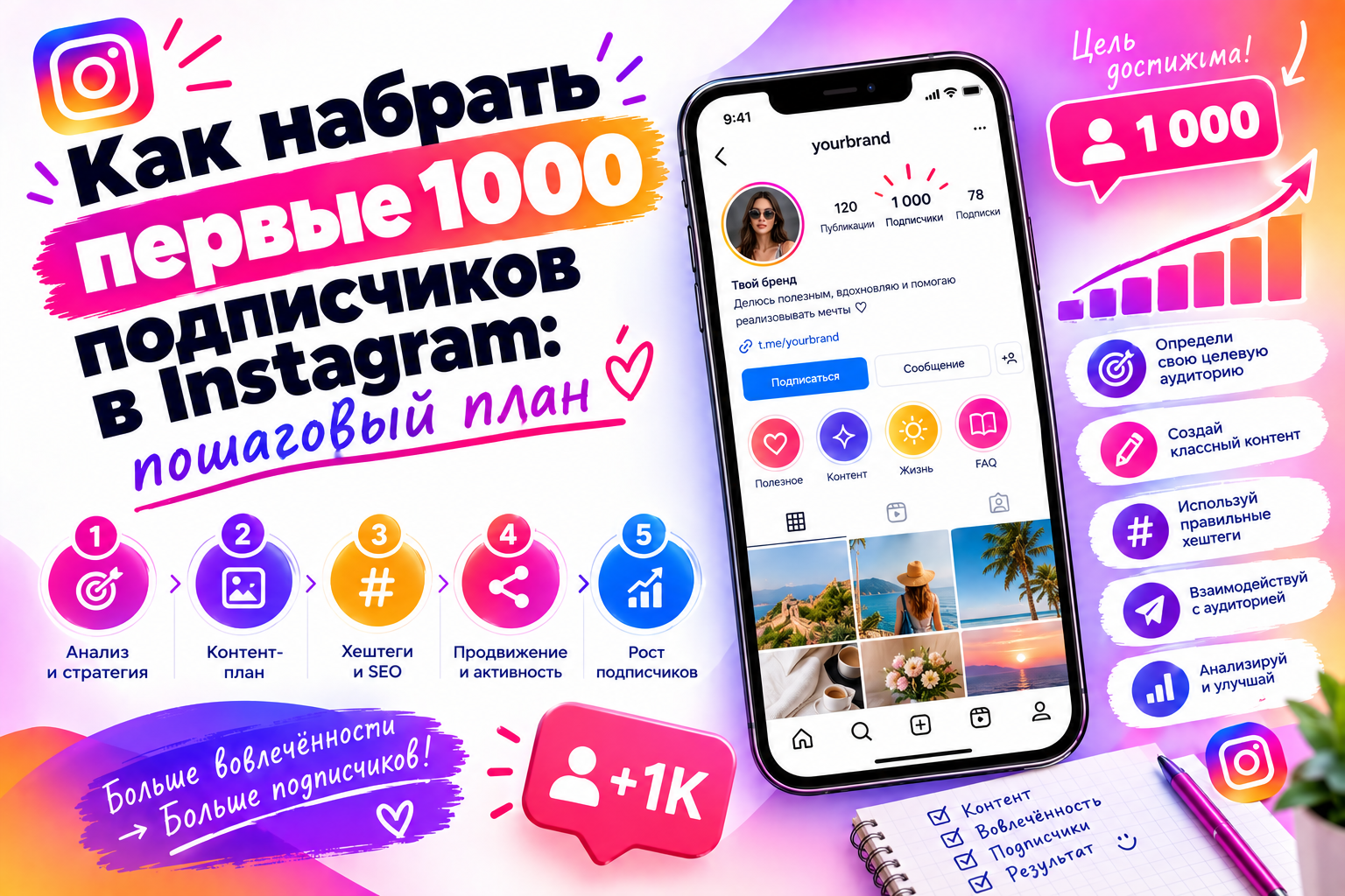 Как набрать первые 1000 подписчиков в Instagram: пошаговый план